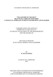 "Fellowship of the Rest" Practicing Sabbath Together: A Wesleyan Approach to Help Pastors Rest and Flourish