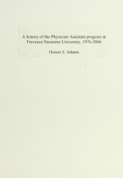 A History of the Physician Assistant Program at Trevecca Nazarene University, 1976-2006