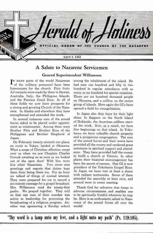 Title Page of Herald of Holiness - April 8, 1953