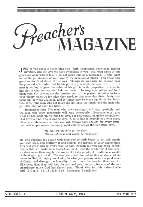 Title Page of Preacher's Magazine