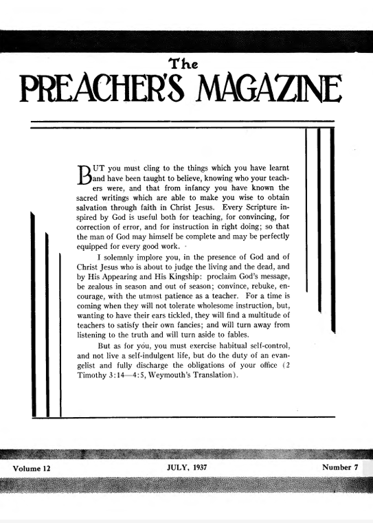 Title Page of Preacher's Magazine