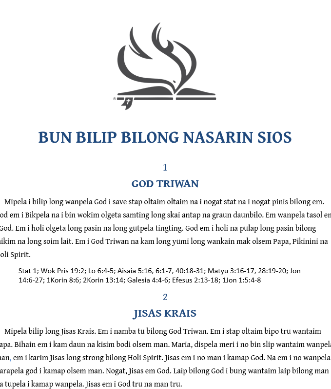 Bun Bilip Bilong Nasarin Sios