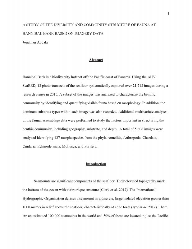 A Study of the Diversity and Community Structure of Fauna at Hannibal Bank Based on Imagery Data