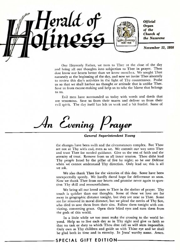 Herald of Holiness - November 12, 1958