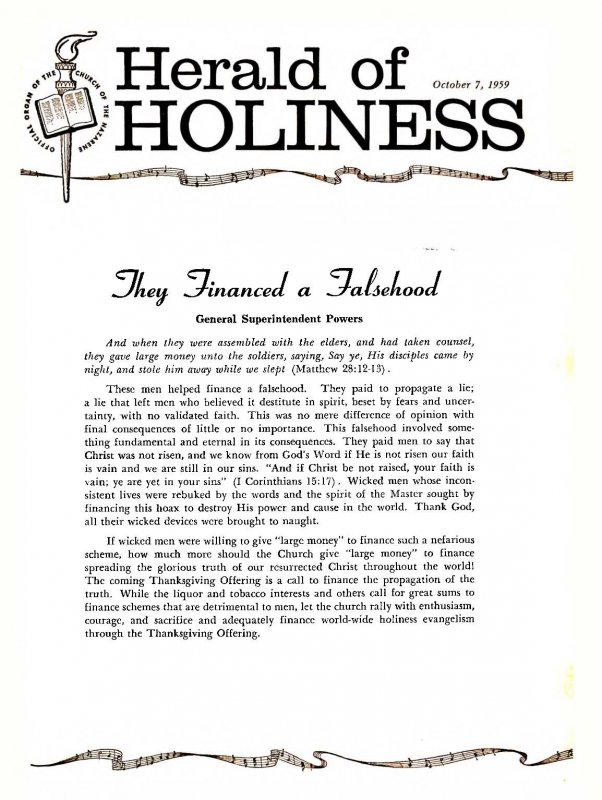 Herald of Holiness - October 7, 1959